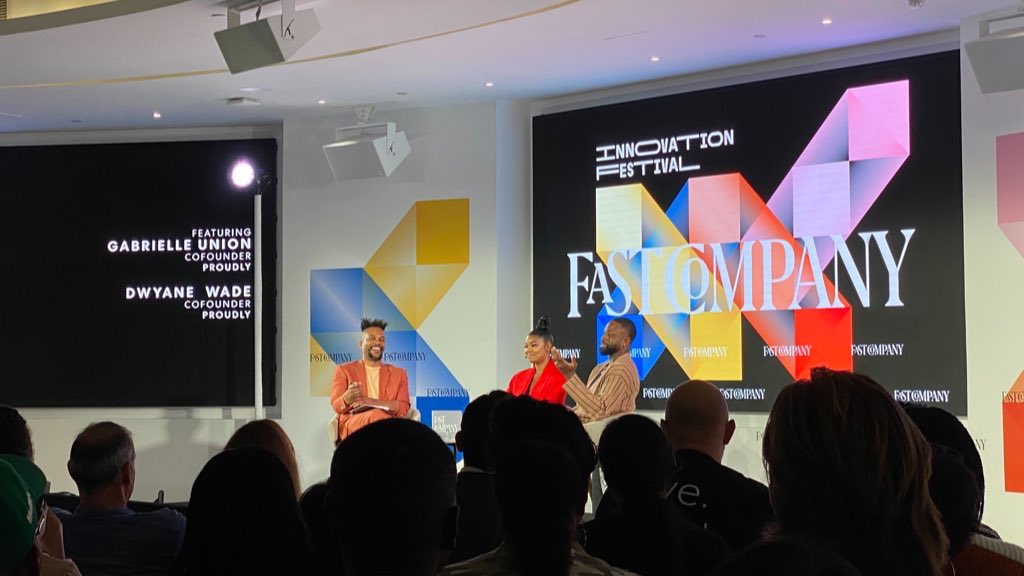 FastCompanyLive's tweet photo. With their company PROUDLY, @itsgabrielleu and @DwyaneWade are creating products for melanated babies that are both specialized and accessible. 

“If we’re going to build something for the Black and brown community, we cannot out-price the community,” Wade says. #FCFestival https://t.co/NqalxBqH8l