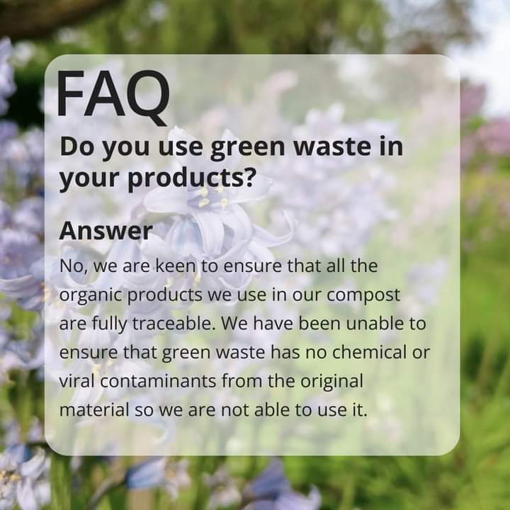 If you've got a question try the FAQ page on our website, answers questions such as...
🌱Do you use green waste in your products?
🌱How can I improve the structure of my soil?
🌱Why is there green mould on the surface of my pots?
FAQ here 👇
fertilefibre.com/pages/faq

#compost