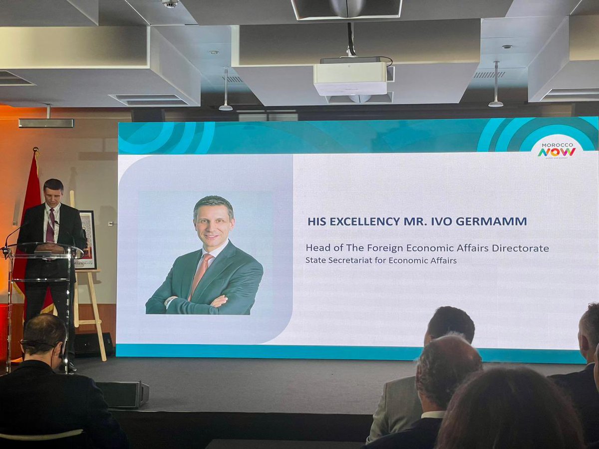 AmbSuisseMaroc's tweet photo. Performance remarquable de @MoroccoNow_Ofcl à #Zürich. Réunions bilatérales avec les multinationales &amp; PME🇨🇭. Conférence avec salle pleine démontrant encore 1x l’intérêt des firmes🇨🇭pour le #Maroc. @amdie_agency @MezzourR @mohcine_jazouli @CGEM_MA @SECO_CH @SGE @CCSMaroc https://t.co/NS6Rd2VHVX