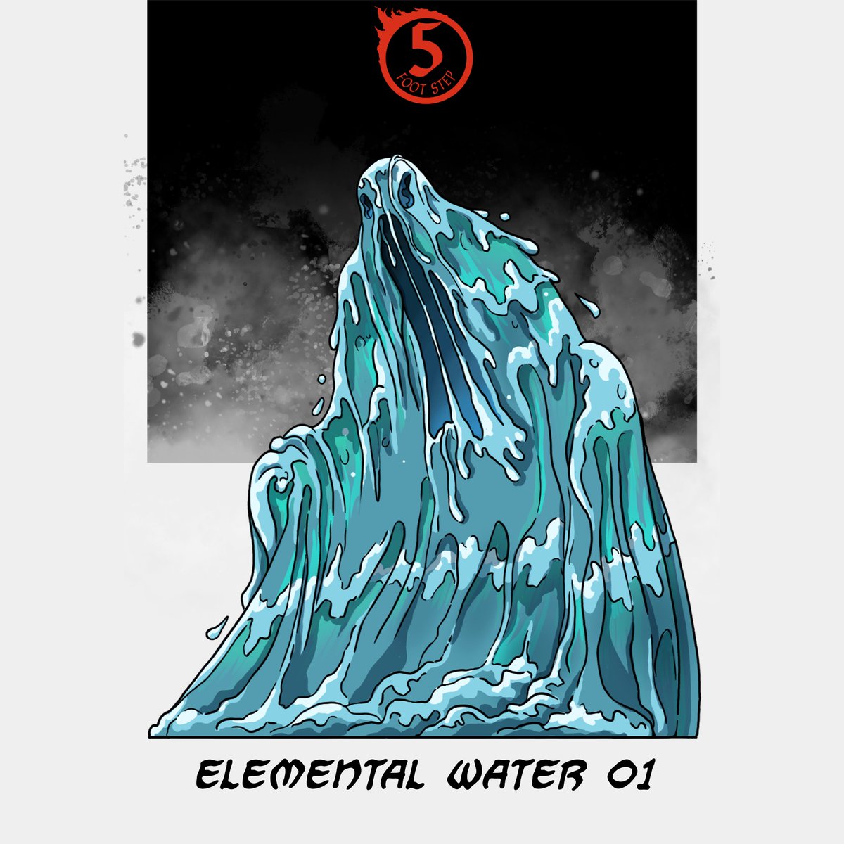The waters around the pond start to bubble and shift, waves, no, a single wave that grows and grows in front of the adventurers and... suddenly, it SCREAMS.
.
#TTRPGs #paperminiatures #dndminiatures  #guarddrake #elemental #waterelemental #paperminis  #5footstep #pasode5