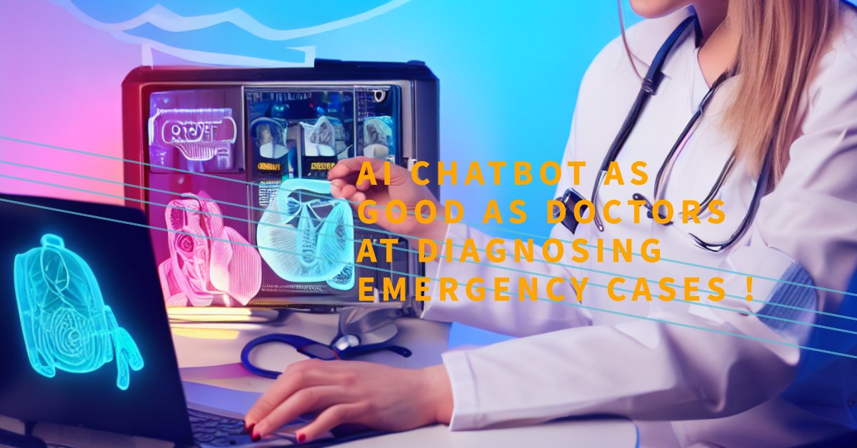 HealthNovi's tweet photo. ChatGPT as good as doctors at diagnosing emergency cases.

Study finds AI chatbot can accurately diagnose 97% of cases, even better than some doctors.

This could revolutionize healthcare, but more research is needed.

#ChatGPT #AI #healthcare #emergencymedicine https://t.co/uAlNHFuLB1
