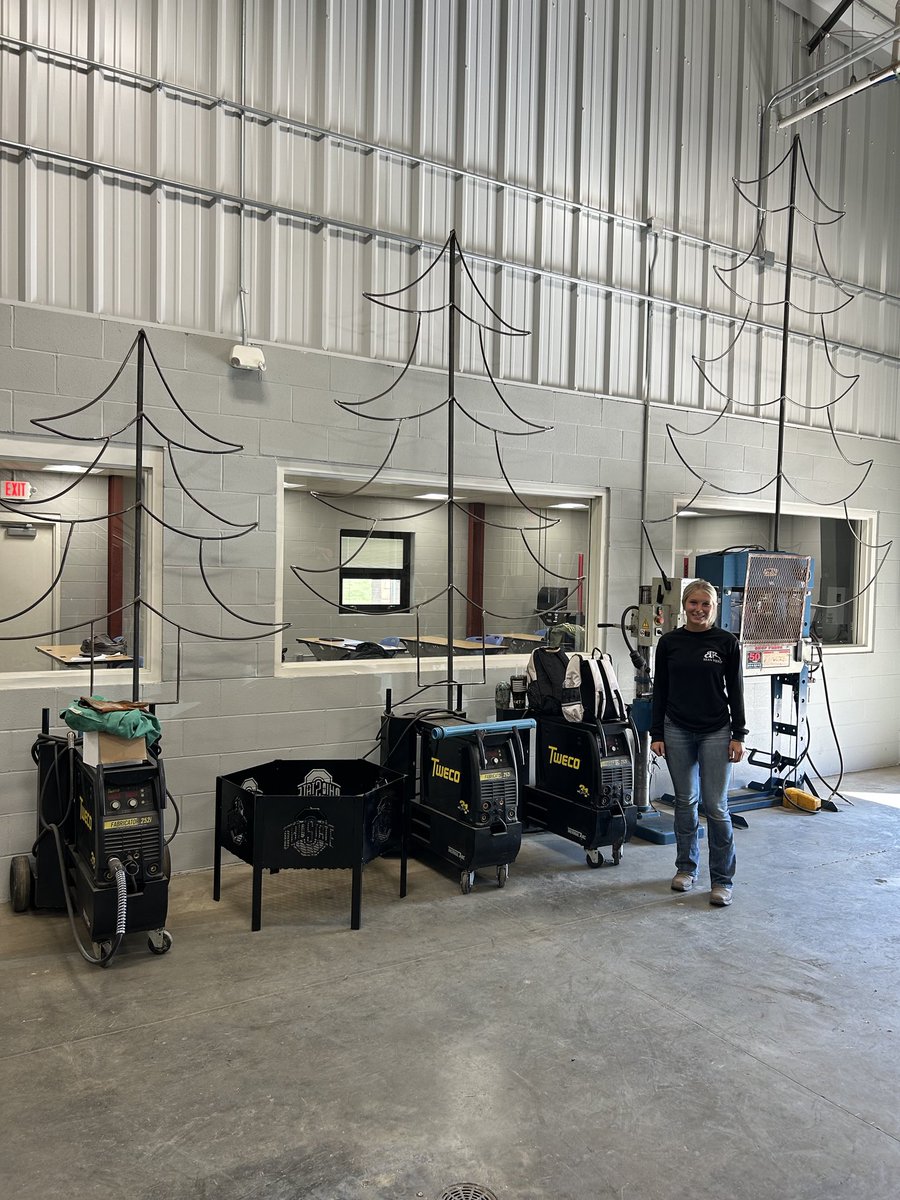 Park National Bank has some new trees coming for their holiday decorations thanks to Welding. Can’t wait to see these lit up with lights. Paisley Sidwell did the lions share of making the trees. #MECTC #Welding