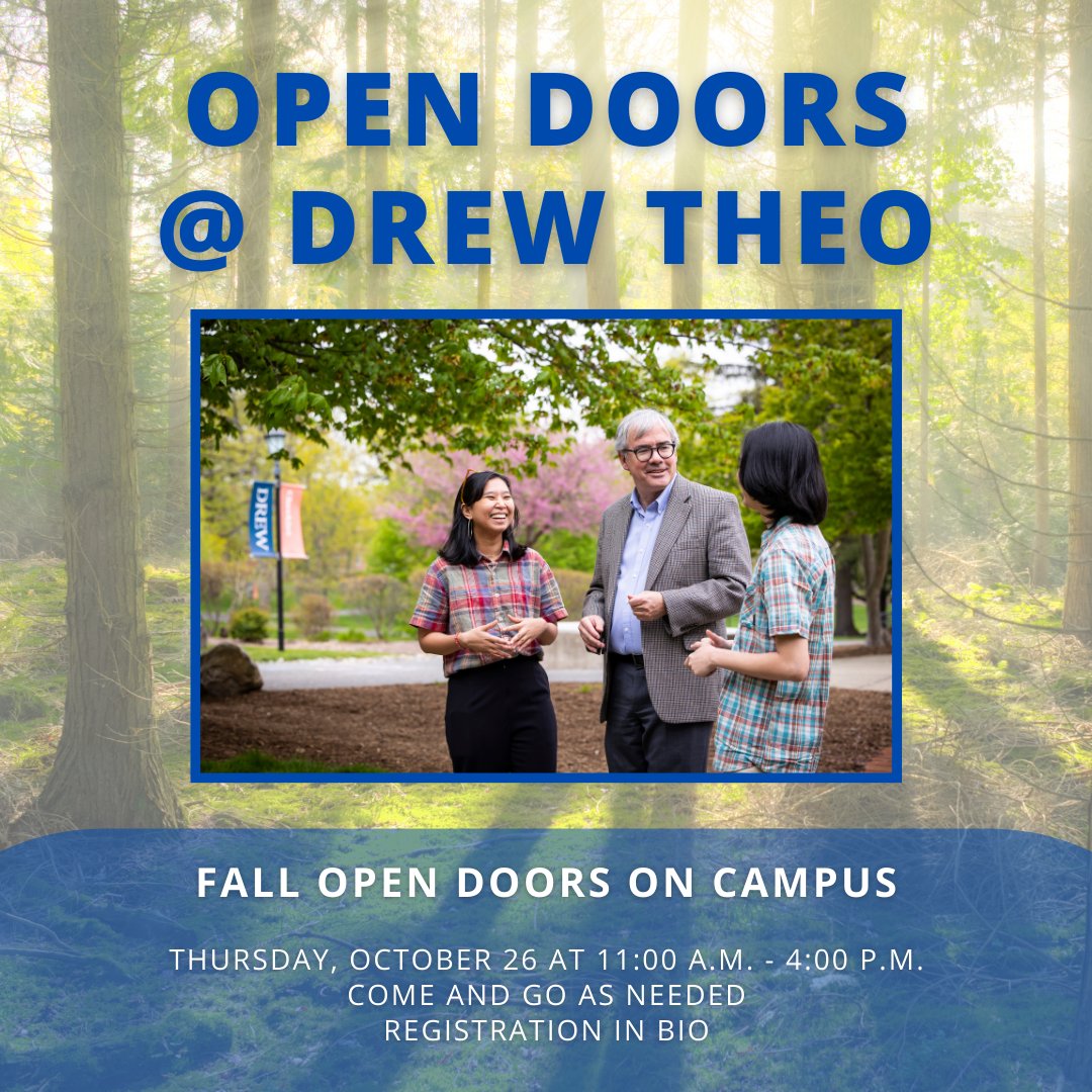 #DrewTheo Fall Open Doors is coming soon!

Registration is now open for those who would like to visit campus, check out classes, meet the community, worship with us in Craig Chapel, and hear more about the application process. 

docs.google.com/document/d/1qs…