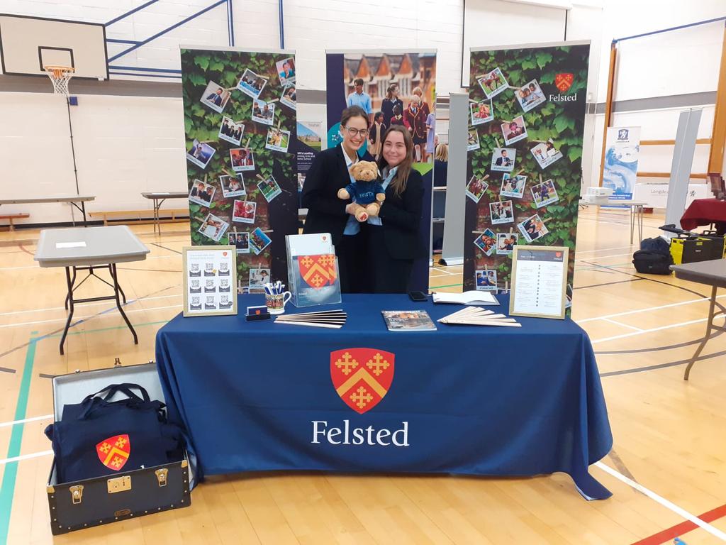 Felsted ready to welcome new students to the family at Abbots Hill Sixth Form Fair. Chloe and Irma ready to share their experiences