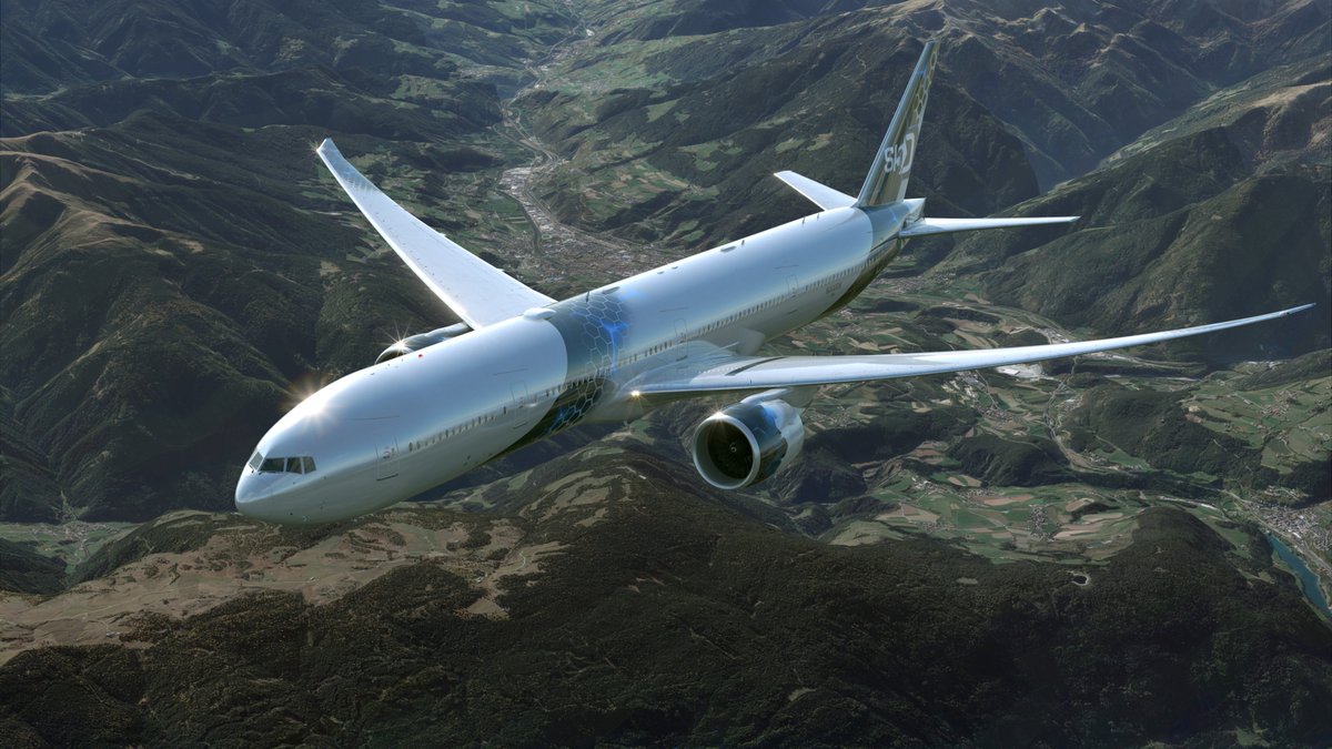 The S5D Boeing 777-300 takes flight! ✈️ 

Our talented team created our #3D aircraft model with custom livery, then placed it in a #CGI world made with advanced terrain-generating software. Digital magic for flexible shots! 

→ sector5digital.com/digital-aerosp…

#airtoair #aviation $vrar