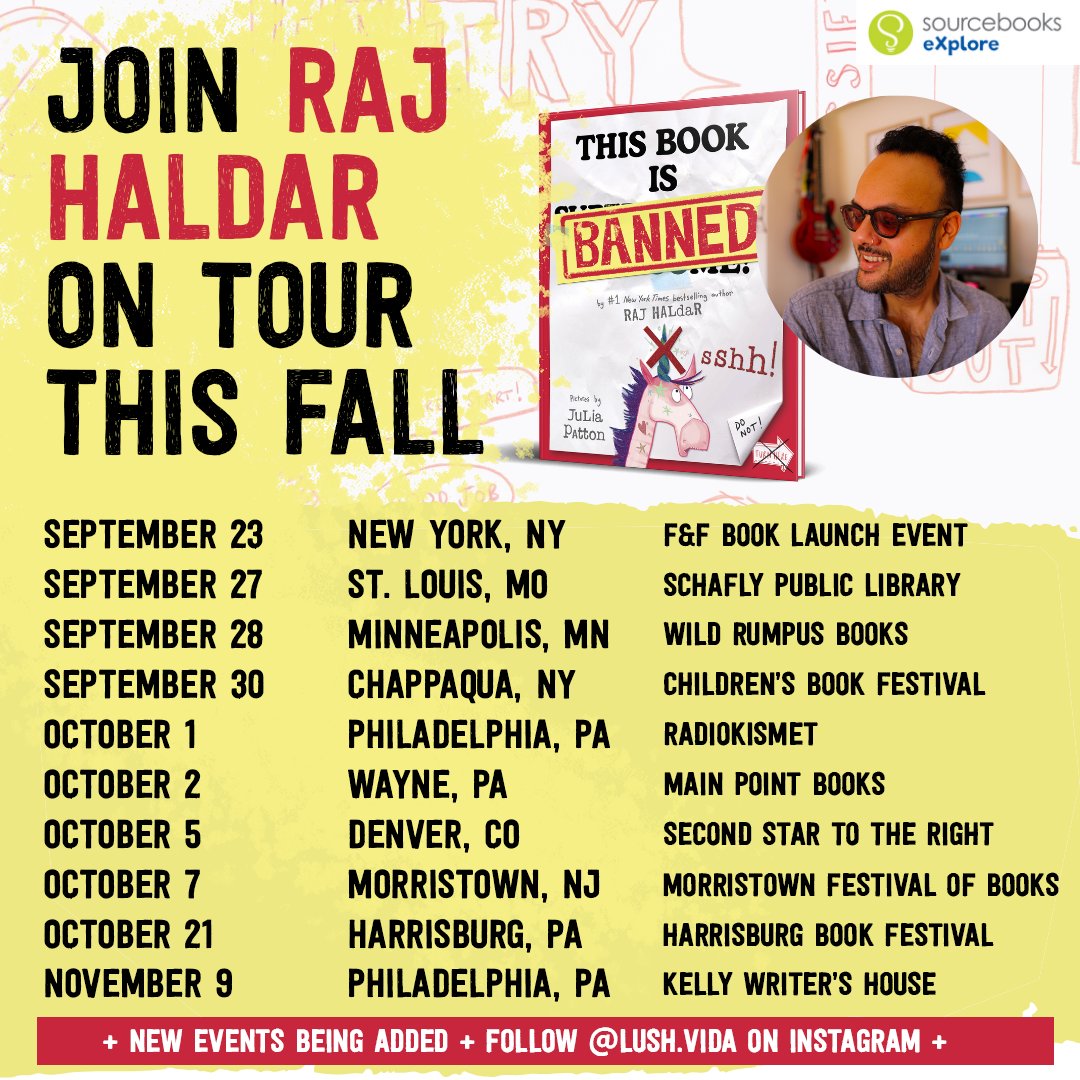 Raj Haldar (@lushlifemedia) on Twitter photo I'm hitting the road starting next week to share THIS BOOK IS BANNED with kids and grown-ups (at what feels like a very crucial moment in this country). Check out the first run of dates below and stay up on my Instagram <a href="/lush/">αʠʉɨɭα!</a>.vida as we announce west coast and other markets! ❤️ I'm hitting the road starting next week to share THIS BOOK IS BANNED with kids and grown-ups (at what feels like a very crucial moment in this country). Check out the first run of dates below and stay up on my Instagram <a href="/lush/">αʠʉɨɭα!</a>.vida as we announce west coast and other markets! ❤️
