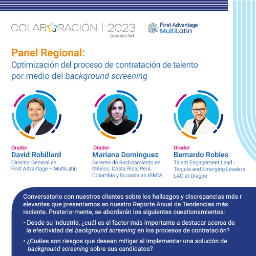 FAMultiLatin's tweet photo. Reúnete con líderes de #RecursosHumanos en #Colaboracion2023, el próximo 3 de Octubre en el Club de Industriales, CDMX. 

⭐ David Robillard en First Advantage - MultiLatin
⭐ Mariana Domínguez en IBM
⭐ Bernardo Robles en Diageo
 
➡️ Regístrate ahora: https://t.co/YCqya2vIUq https://t.co/y5Xf3H58C1