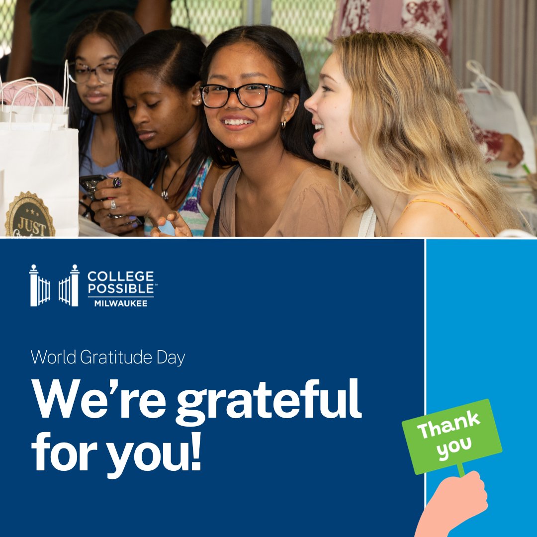 On this World Gratitude Day, we couldn't be more grateful for you and your support of Milwaukee scholars.

#Gratitude #WorldGratitudeDay
