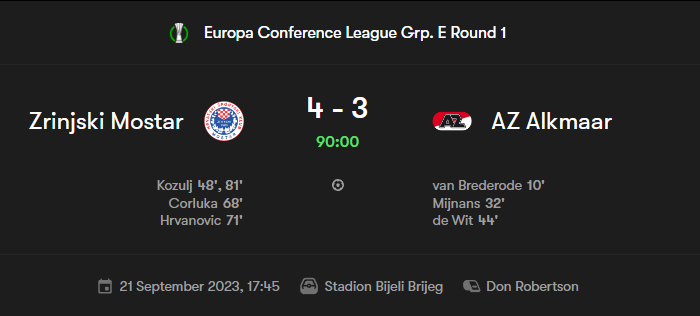 History was made tonight in Mostar, Bosnia-Herzegovina. 

#Zrinjski is the first team from BIH to win a match in a  European club competion. 

An incredible turnaround from 0-3 to 4-3.

#ConferenceLeague