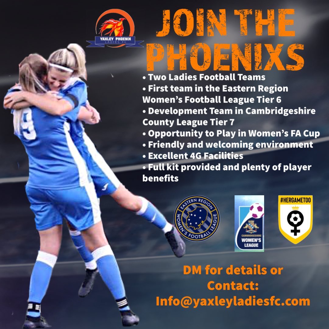 YaxleyPhoenixFC's tweet photo. 💥We’re still growing💥
Looking for a team to play for? 🤔
Offered Elite but found it to be non-Existent? 🙄
Promised game time but on the bench again? 👀
Join the Phoenix’s
#twoteamsoneclub
#WearePhoenixs
#playingwithsmiles
…be part of the Phoenix family. ⚽️💙🧡
DM for details https://t.co/HYpbSK4WKo