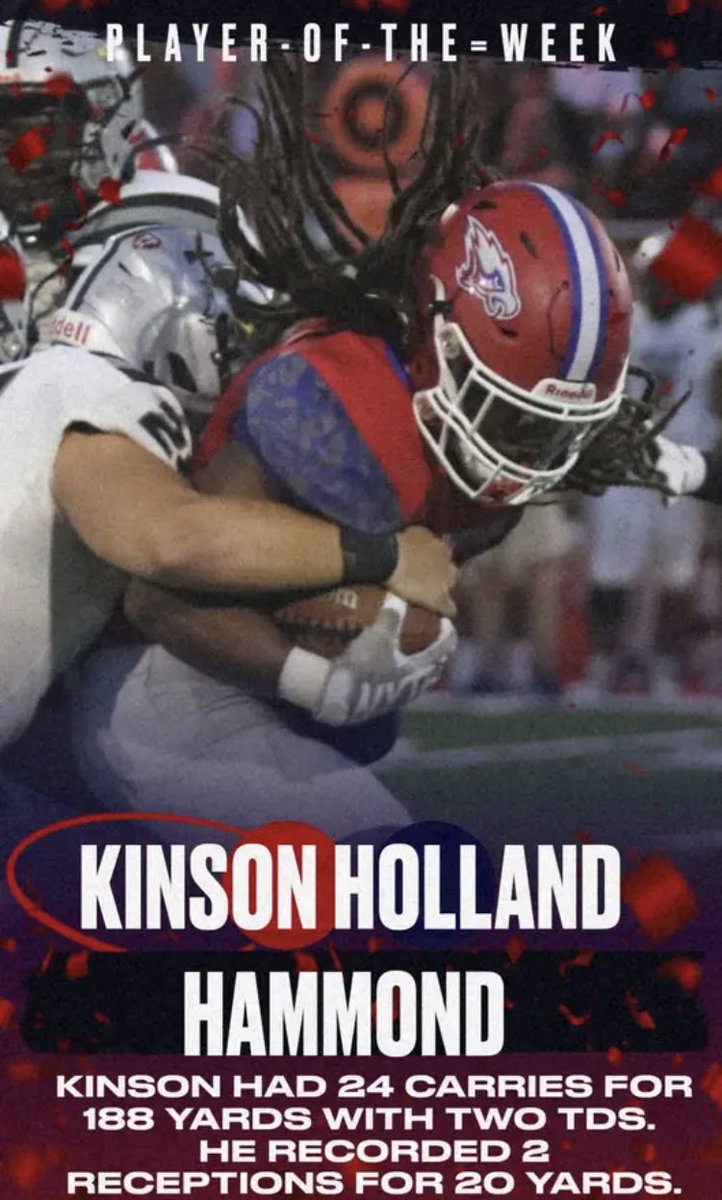 Congrats Kinson Holland on being named SCISA Player of the Week.