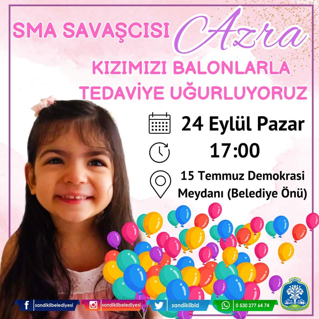 Azra da balonlarımız da özgürlüğüne kavuşuyor! Siz de mutluluğumuza ortak olmak isterseniz, 24 Eylül Pazar günü saat 17.00’de Sandıklı Belediye önünde yapılacak Balon Uçurma Etkinliğimize bekleriz! Gelin birlikte uçuralım o balonları!