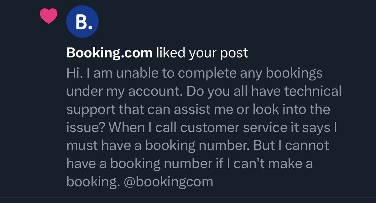 Eccentrik3's tweet photo. @bookingcom is someone going to assist me? I see the post was liked but I have not gotten any messages or response. https://t.co/HXhjY8Acoa