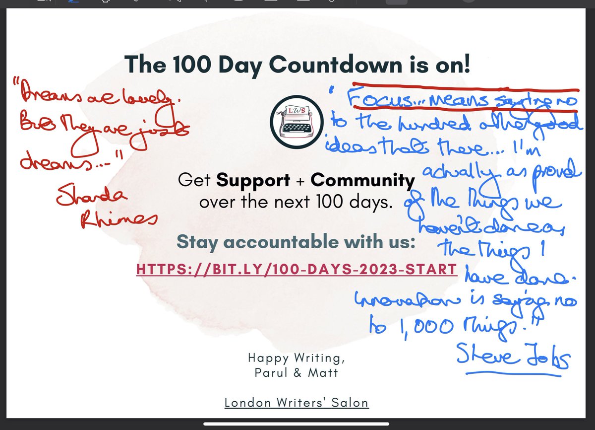 cmshevlin's tweet photo. Setting intentions for the #final100daysofwriting  of 2023! @WritersSalon https://t.co/jSYkNHXdO2