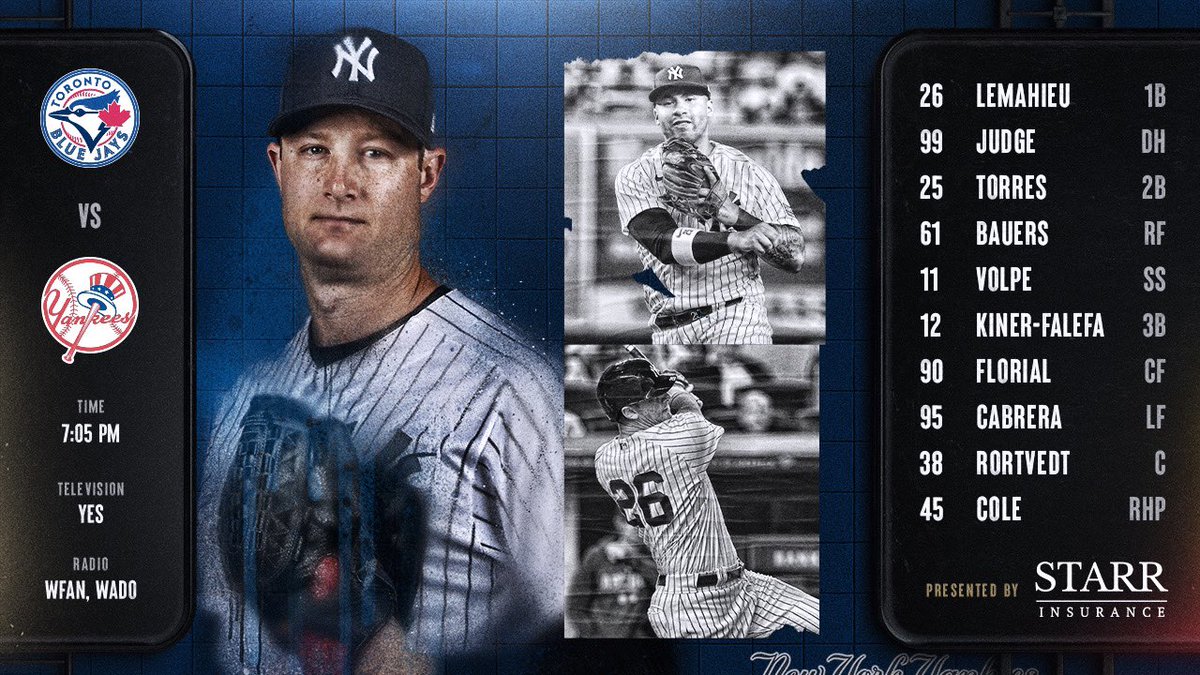 Yankees's tweet photo. Cole toes the slab. #RepBX https://t.co/kWHaCu14PF