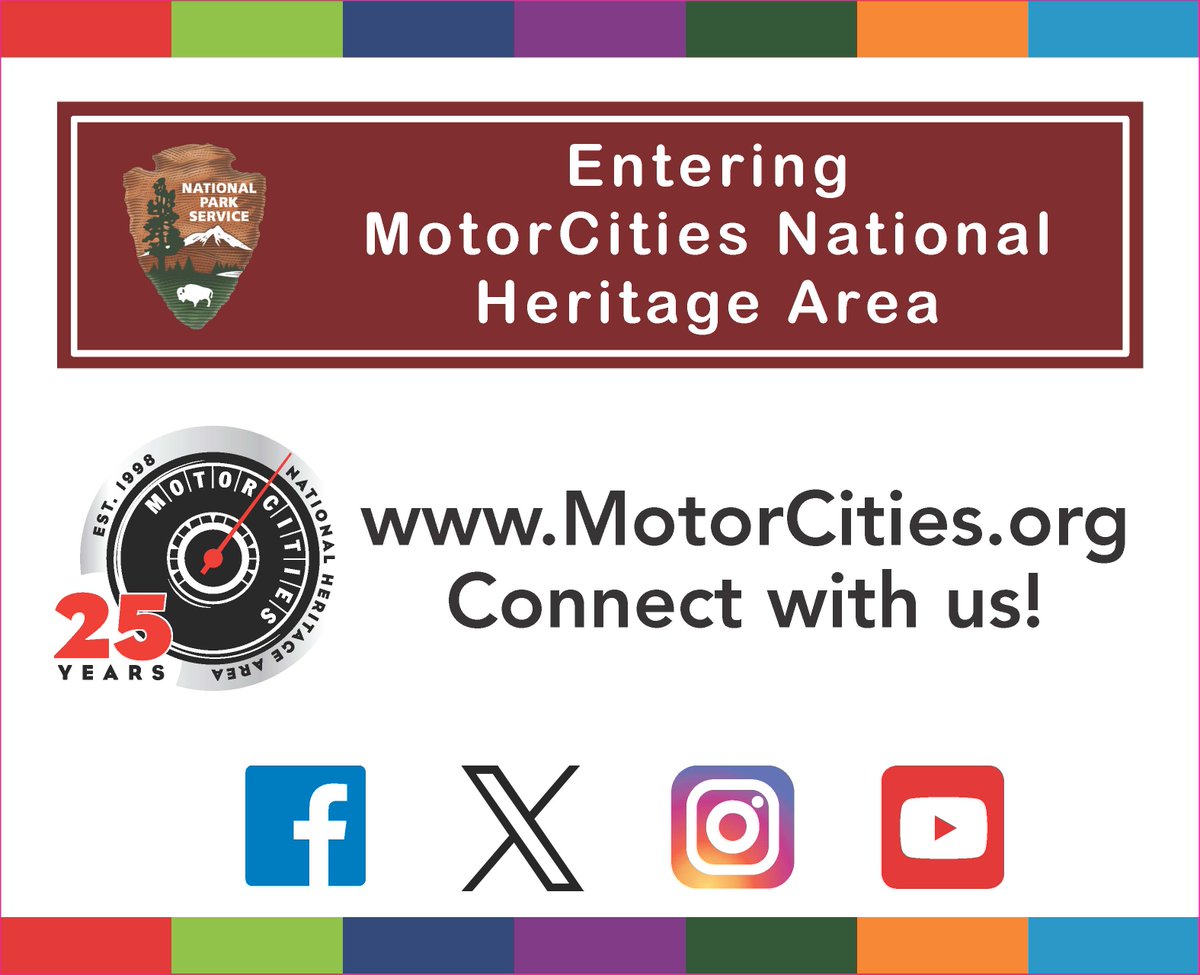 MotorCities's tweet photo. While you're at the @NAIASDetroit, take a selfie w/our unique @MotorCities window clings (pictured below) welcoming you to our National Heritage Area &amp; post it on your social media with #ExploreMotorCities, &amp; you will enter a drawing to win a free MotorCities Family Membership! https://t.co/Ncz6bQh3sT