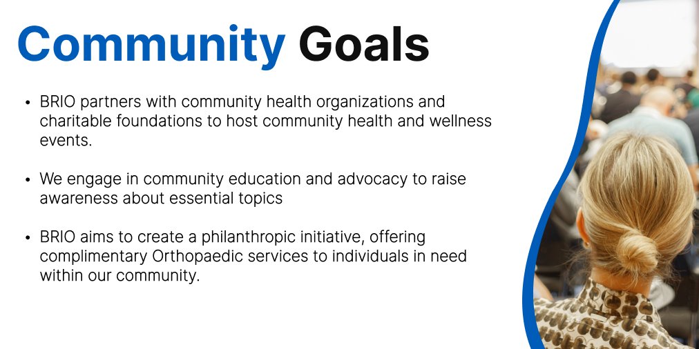 The Burkhart Research Institute for Orthopaedics (BRIO) partners with community health organizations and charitable foundations to host community health and wellness events.

For more information visit: brioresearch.org