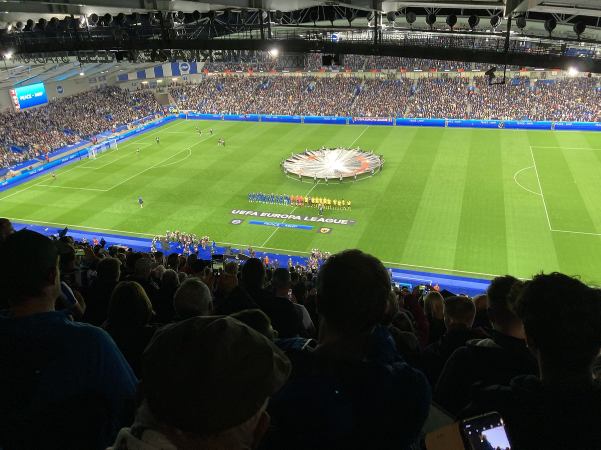 On April 26 1997 I sat in the West Stand at the Goldstone and watched us beat Doncaster Rovers, not sure if it would keep us in the football league.

More than 26 years later and it’s the West Stand of the Amex for our first game in Europe.

Only one place to be tonight. 

#BHAFC