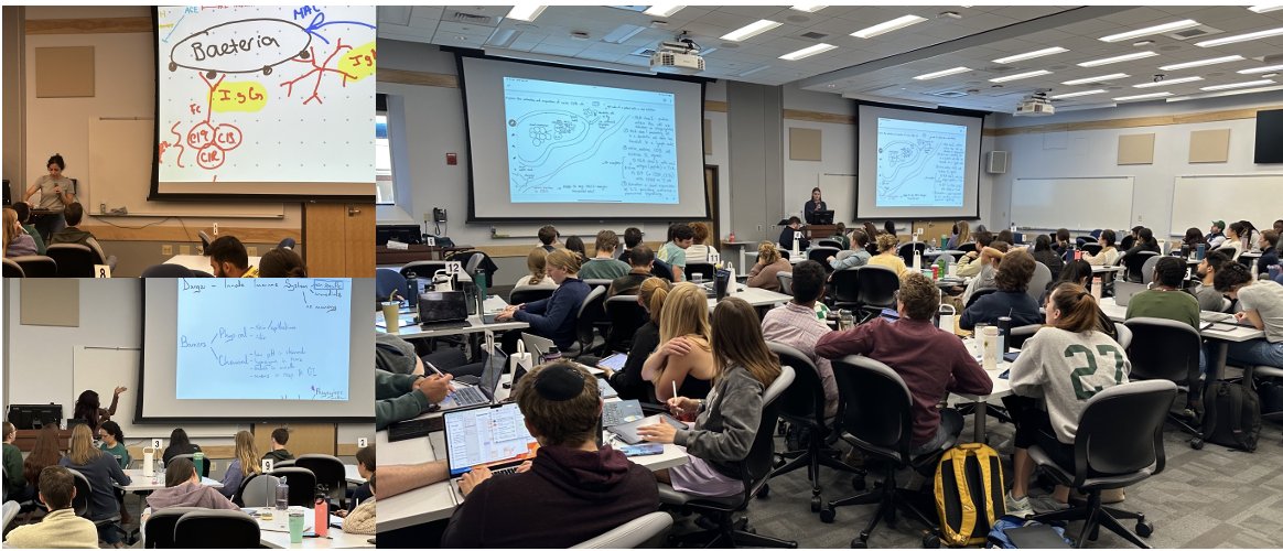 M1s leading immunology #peerteaching in our @geiselmed integrated Infections, Inflammation, and Immunity (I3) Course. It's wonderful to witness the powerful student engagement that happens in peer-to-peer teaching! @dartmouth #meded