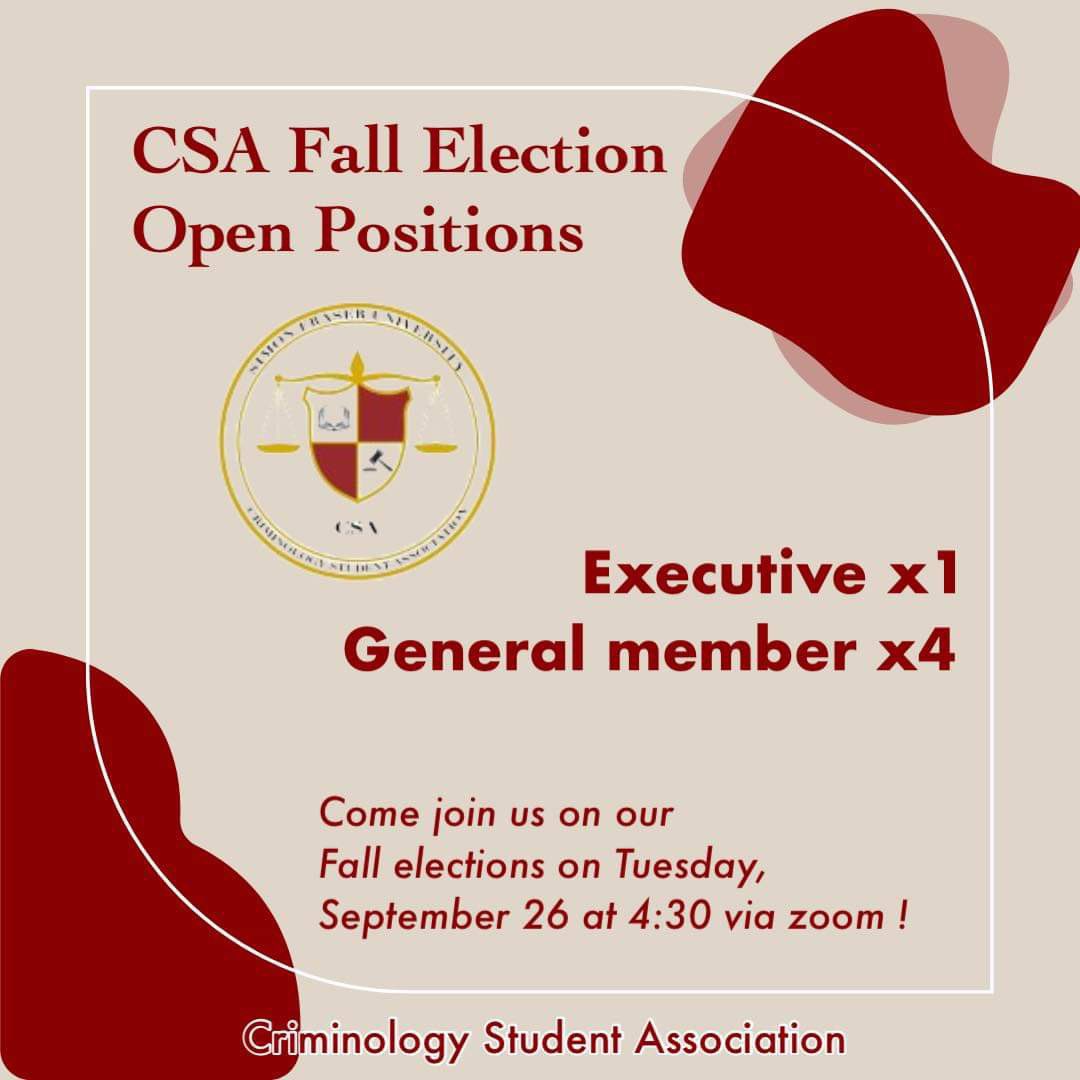 Our Fall 2023 elections are coming up! We have five positions available. This election will take place over zoom — visit the link tree in our bio to see the zoom link!

Don’t hesitate to contact us if you have any questions — hope to see you there! 🤍