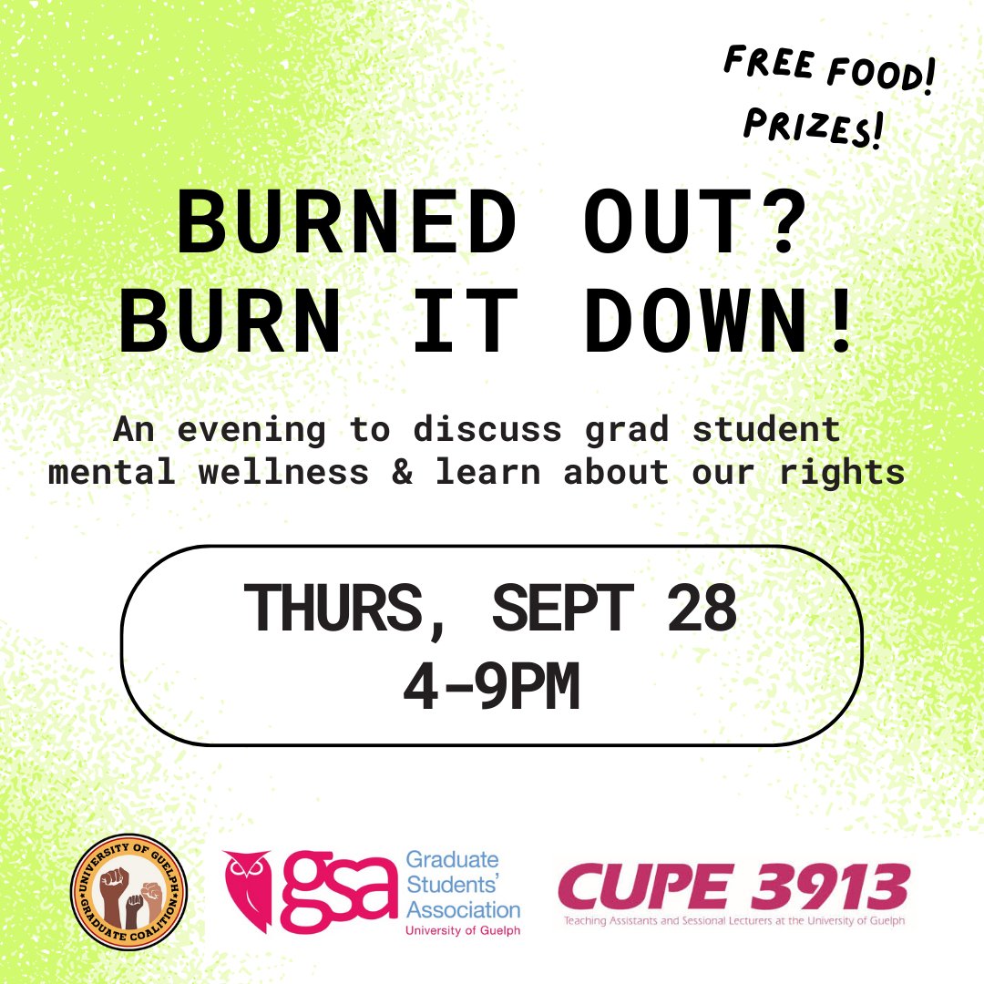 UofGGC's tweet photo. ONE WEEK from today!! Join us on Sept 28 from 4-9pm to discuss graduate student mental health &amp; learn about our rights

Link in bio to register! https://t.co/HGu5lty5SJ