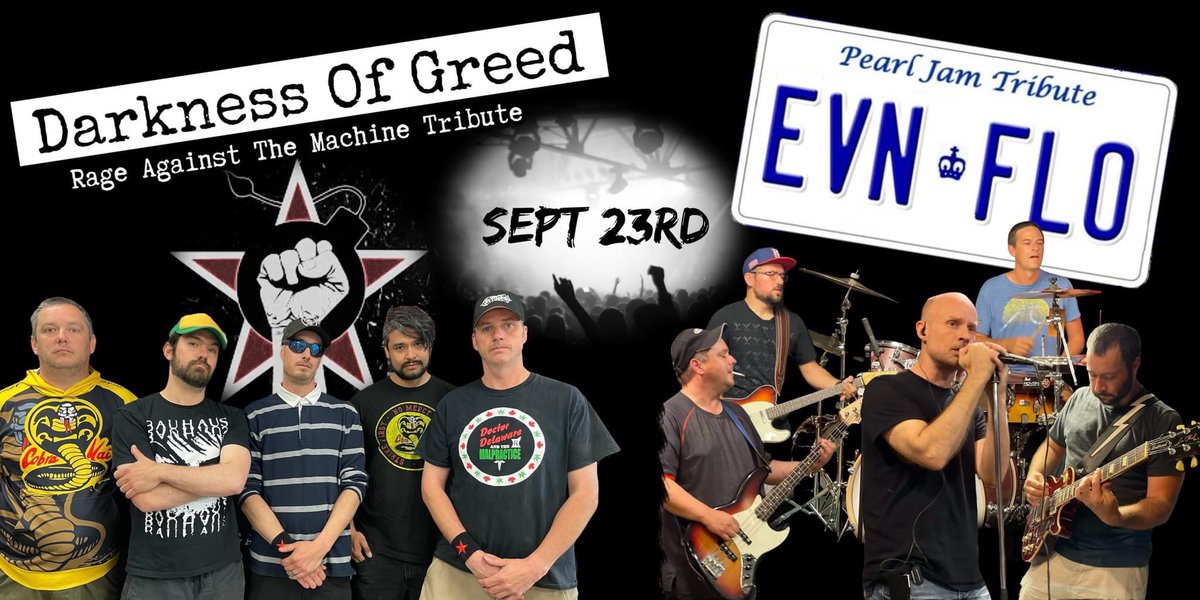 Southwester Ontario - Rock tribute night featuring, Rage Tribute “Darkness of Greed” and Pearl Jam tribute “EVN FLO” repost, share to all plz.  #PearlJam #Rageagainstthemachine
#classicrock 
@StrathroyLegion
@PJRadio 
@ozziejamn 
@PearlJamLyric 

eventbrite.com/e/tribute-nigh…