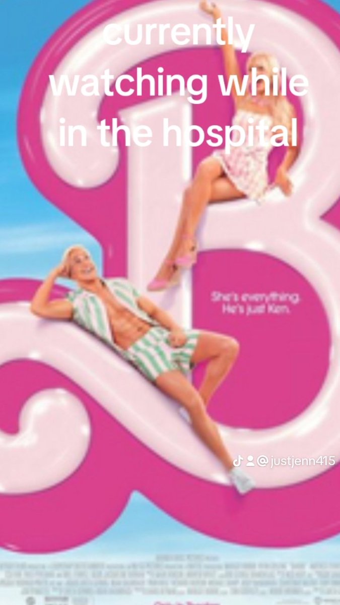 justjenn415's tweet photo. Currently watching while in the hospital.  #inthehospital #BarbieTheMovie #thursdayvibes #thursdaymovie https://t.co/BcIRVGD7mV