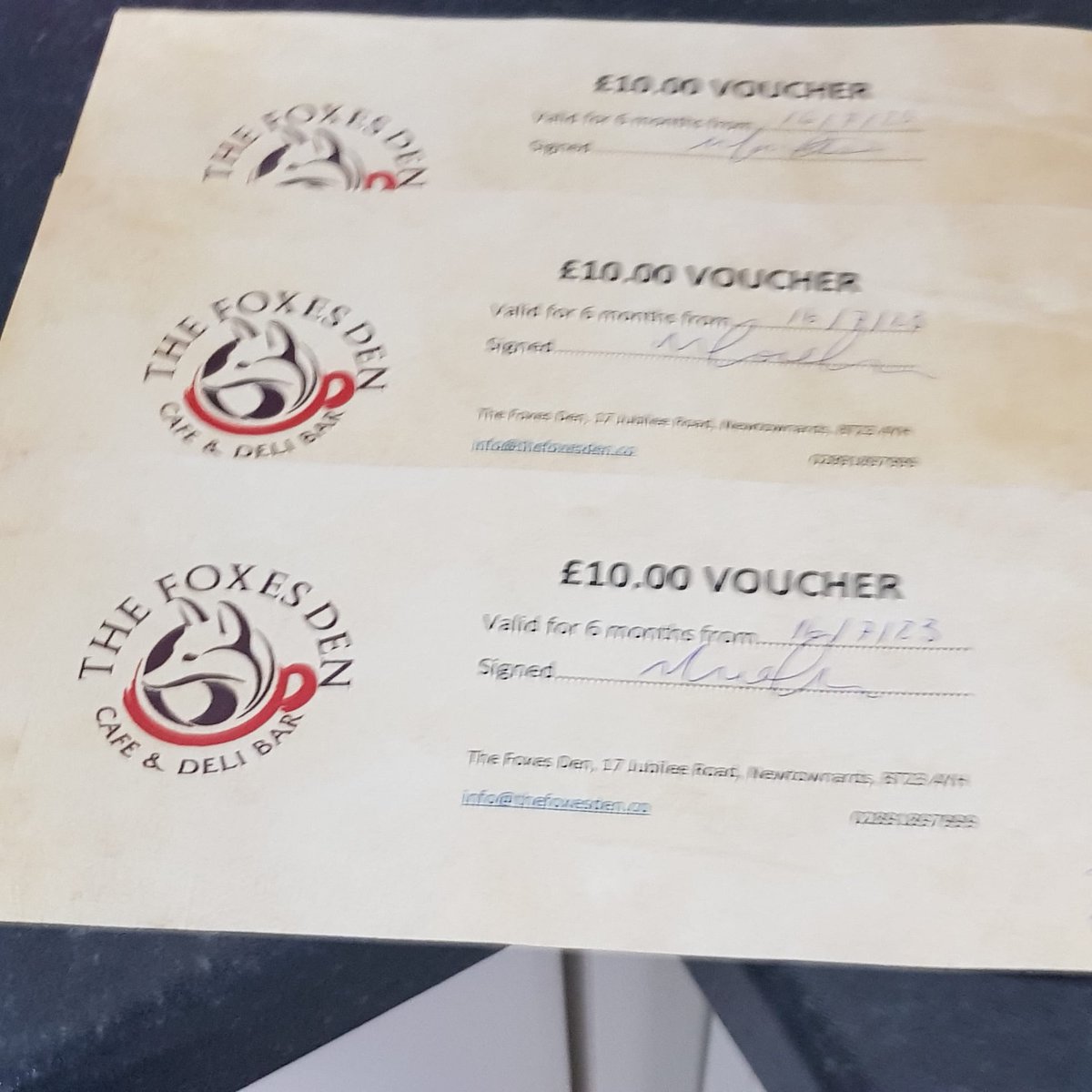 £30 Vouchers for The Foxes Den Newtownards Will accept £20....