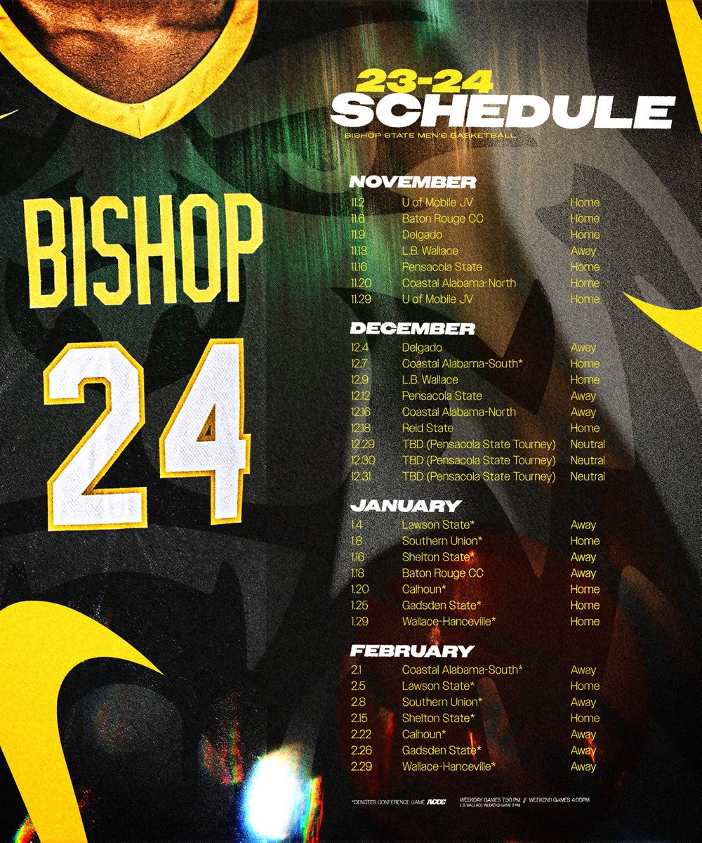 CoachEager's tweet photo. 🚨 2023-24 Basketball Schedule🚨 
Be sure to mark your calendars! 😼🏀🟢🟡 @BishopMen @CoachK_251 https://t.co/rlV8qQCcip