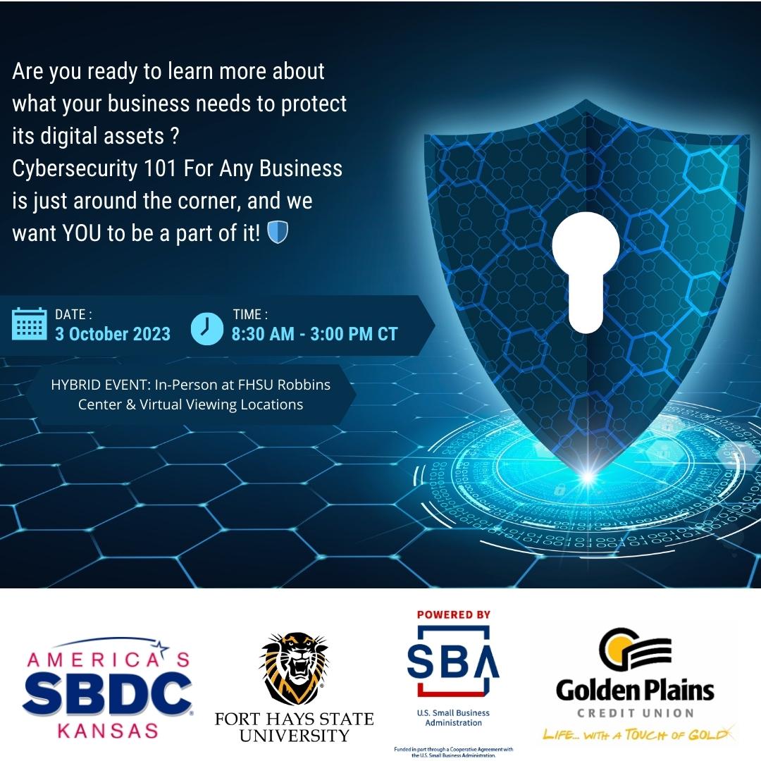 Own your own business? Regardless of how big or small your business is, you could be at risk for a Cyber threat! Be sure to register! You do not want to miss this! ksbdc.ecenterdirect.com/events/28067