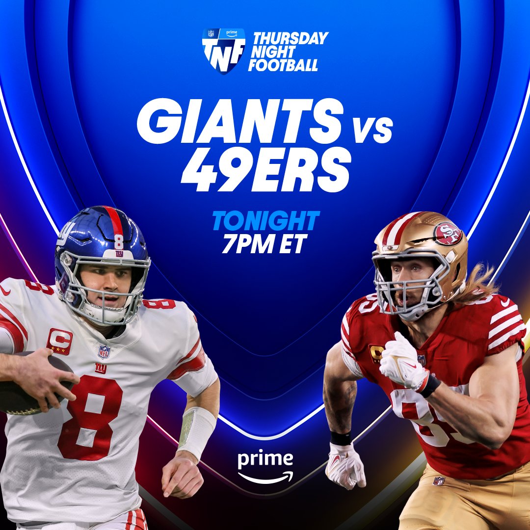It's On! Thursday Night Football between the @49ers and @Giants kicks off on @PrimeVideo tonight at 7pm ET!