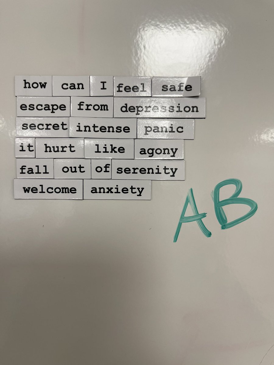 MrDsRoom's tweet photo. Engaged my seniors with #poetry magnets. Thought I’d share their creations. https://t.co/ZrxXcqgKJv