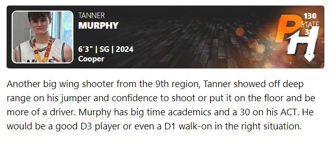 Coaches 🚨 <a href="/TMurphy2024/">Tanner Murphy</a> is an Available ‘24 wing! 31 ACT 4.2 GPA! Dm for film!