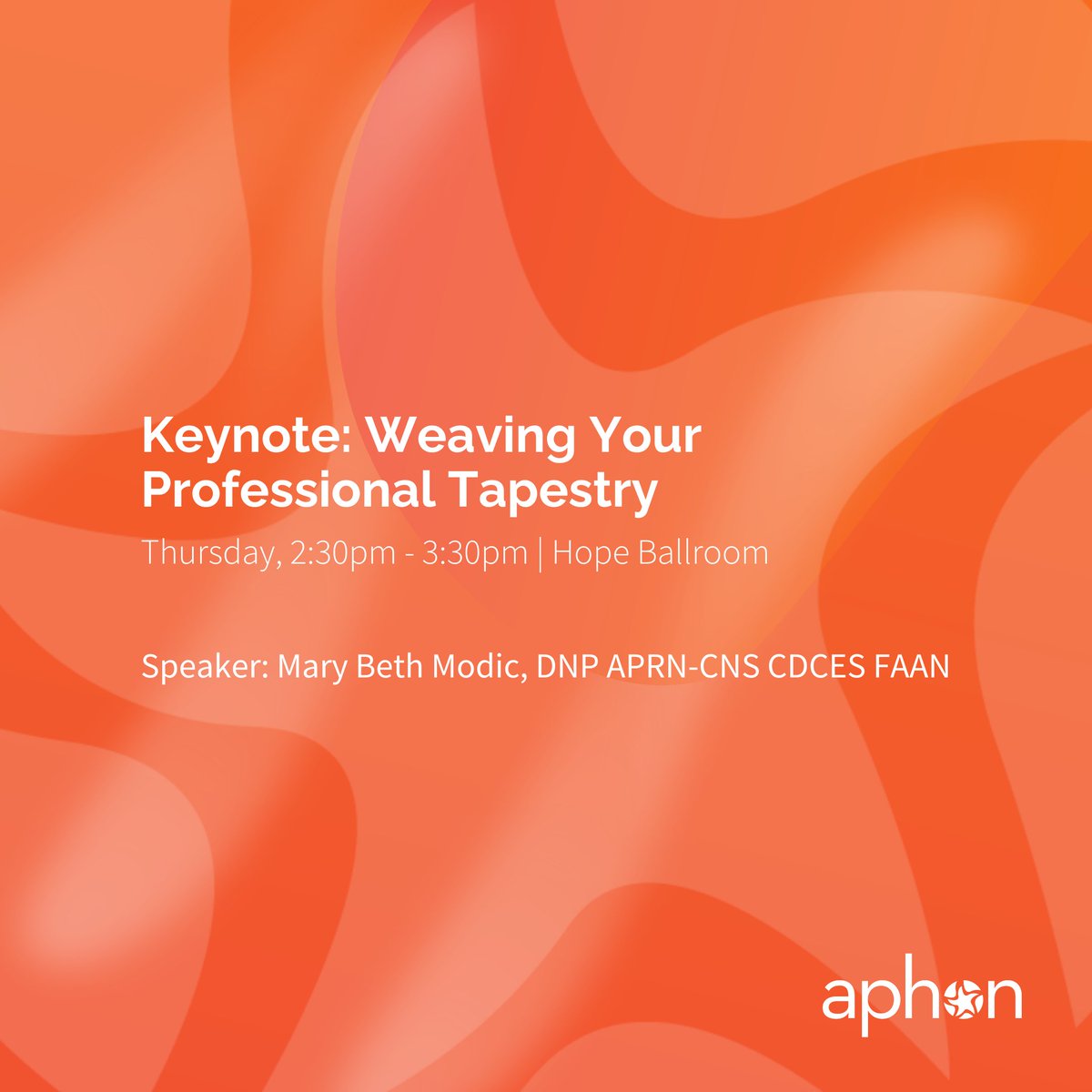 Coming up we have our captivating Keynote session all about weaving your professional tapestry and unlocking the threads of success! #APHON2023