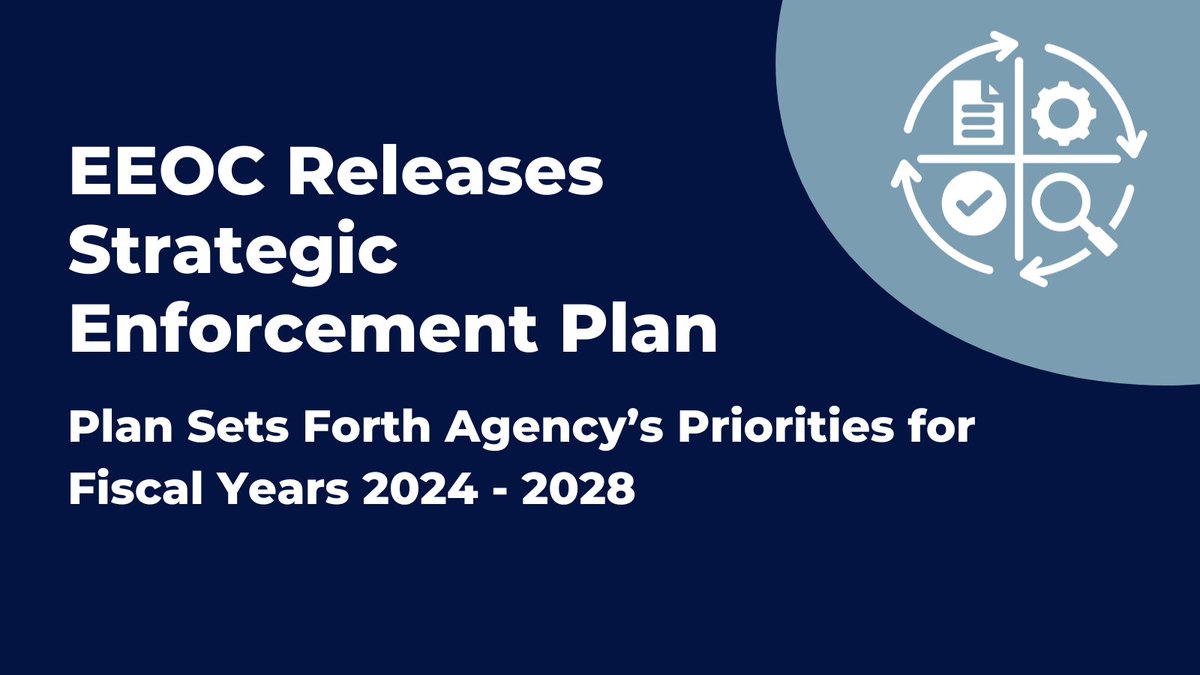 #NEW Read the 6 key updates to EEOC’s Strategic Enforcement Plan. Learn how the agency will continue to work to combat employment discrimination and promote inclusive workplaces. eeoc.gov/newsroom/eeoc-…