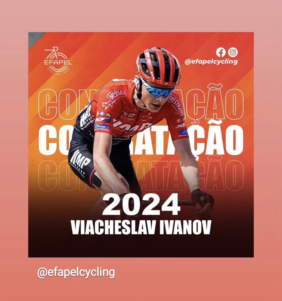 Muy contentos y emocionados por poder anunciar  el fichaje de @slavaivanovv por el equipo Profesional Continental Portugues @efapelcycling 
Ha sido un referente entre los corredores y un gran amigo al que le deseamos lo mejor en su nueva etapa!!!