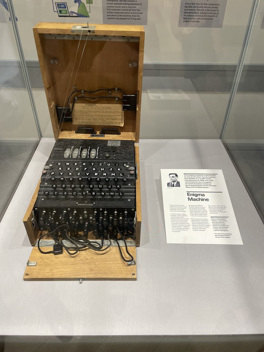 Geeked out at the Alan Turing Institute today where they even have an #Enigma machine the Germans used in #WWII on display. Loved it. 

#code #science #data #AI