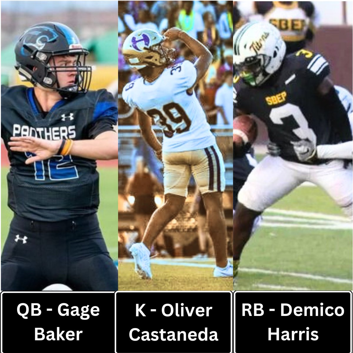 scoutSMART_'s tweet photo. 🚨🚨TOP OFFENSIVE PLAYERS OF THE WEEK🚨🚨

⭐️Gage Baker
📍Paradise Honors, AZ
🏈@Qb12_GageBaker

⭐️Oliver Castaneda
📍Hiram, GA
🏈@oliver_cas39

⭐️Demic Harris
📍St. Bernard-Elmwood, OH
🏈@DemicoHarris1

🗣️Coaches...checkout these offensive ballers!
💻https://t.co/1iUEzAvC3K https://t.co/W1JfI25L1J