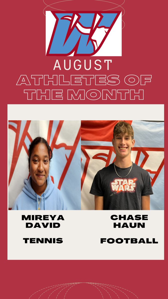 Congratulations to Mireya David and Chase Haun for being selected as our August Athletes of the Month.

GO HORNS!!
