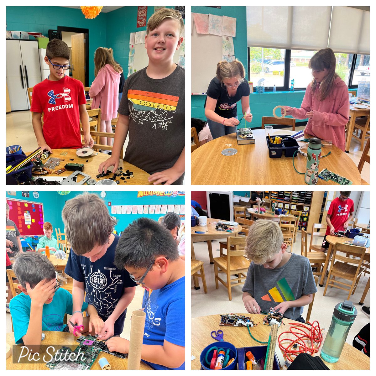 Machine dissection students <a href="/212_Academy/">212 Academy</a> learned about  electronics sustainability and the right to repair while prototyping their own electronic reboots! <a href="/NatcherElem/">Natcher Elementary</a> <a href="/OESCards/">Oakland Elementary</a> <a href="/AlvatonElem/">Alvaton Elementary</a>