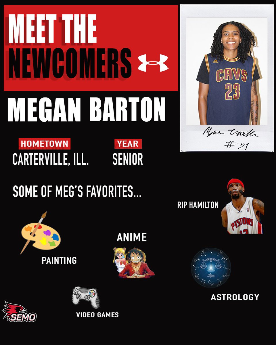 OfficialSEMOWBB's tweet photo. New Faces…

Let’s take a look at one of our newcomers, Megan Barton. She is a senior from Carterville, Illinois, who previously played at Bradley. We are excited for her to bring that leadership and wisdom to our program! #feelinrowdy https://t.co/Yczt0TTI28