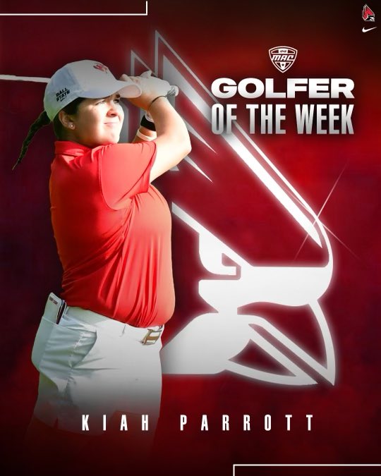 Congratulations <a href="/parrott_kiah/">Kiah.p</a> for winning <a href="/MACSports/">MACtion</a> Golfer of the Week! ⛳️

Kiah helped lead the Cardinals to a victory at the Brittany Kelly Classic with a -1 score over the two-day tournament‼️

📝: bit.ly/4515grJ

#ChirpChirp x #WeFly