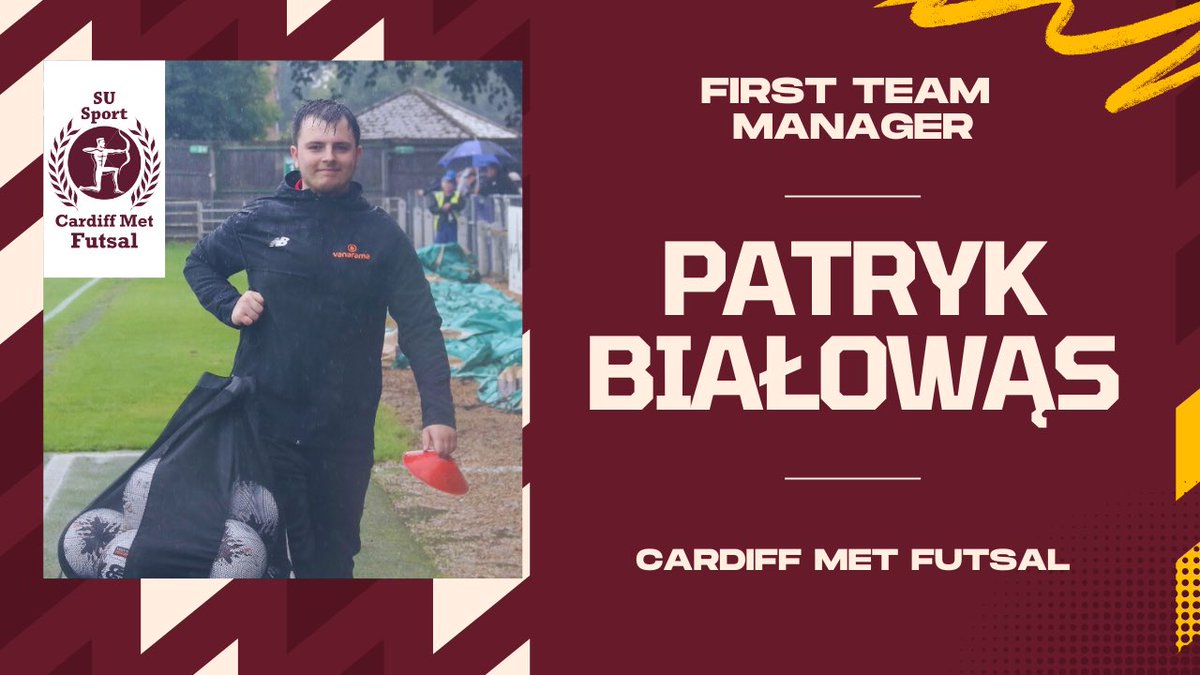 Patryk Białowąs (@patbialowas24) on Twitter photo Proud to announce I will be joining the Cardiff Met Futsal team as first team manager. An exciting season ahead with lots of potential 💪
<a href="/MetFutsal/">CardiffMetFutsal</a> Proud to announce I will be joining the Cardiff Met Futsal team as first team manager. An exciting season ahead with lots of potential 💪
<a href="/MetFutsal/">CardiffMetFutsal</a>
