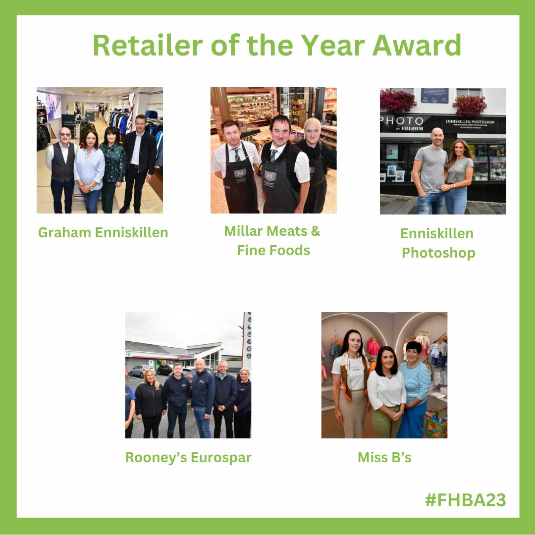 Ferm_Herald's tweet photo. These are the finalists in the 2023 Fermanagh Herald Business Awards Retailer of the Year Award category sponsored by @talktoBOI :
Find out more:
https://t.co/5zqWyJQqOV
With thanks to @Severfieldplc @HomeofBelleek and Pilgrims Food Masters.
#FHBA23 #Retailer #BusinessAwards https://t.co/8EKgPa3P9W