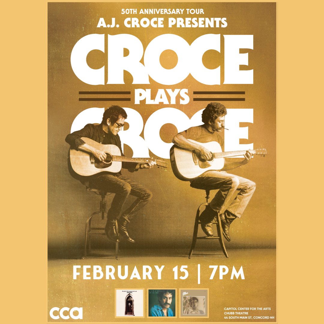 ON SALE NOW! @croceiscroce is hitting the road for the #CrocePlaysCroce #50thAnniversaryshow in celebration of his father #JimCroce’s albums, #LifeandTimes & #IGotAName, in addition to songs from #YouDontMessAroundWithJim. #linkinbio #ccanh #chubbtheatre. Tix at #linkinbio