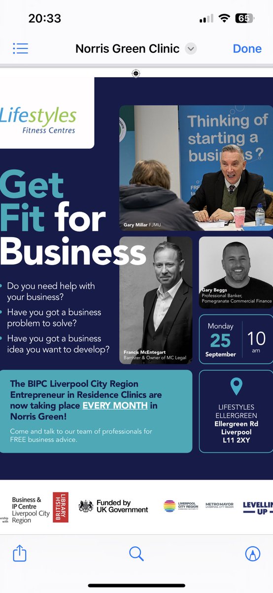 The @BIPCLiverpool Entrepreneur in Residence Clinics help thousands of people start or grow a business . The team led by @garymillar transform futures every week. Now we are opening in Norris Green at Lifestyles Ellergreen at 10 am on Monday! Please share @NGPFriends