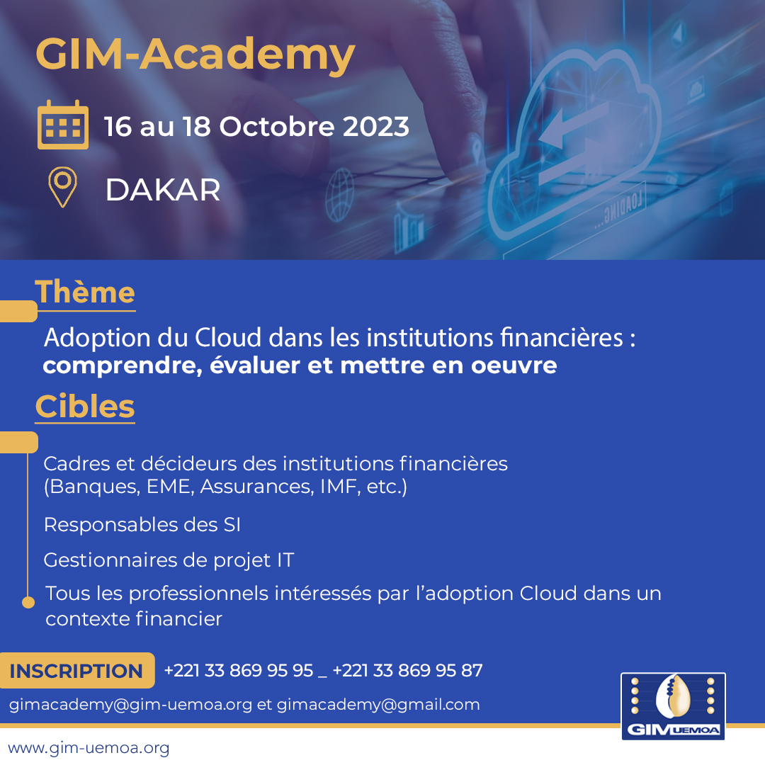gimuemoa's tweet photo. 🔔 𝗜𝗡𝗦𝗖𝗥𝗜𝗩𝗘𝗭-𝗩𝗢𝗨𝗦 𝗠𝗔𝗜𝗡𝗧𝗘𝗡𝗔𝗡𝗧
⛔ 𝗗𝗔𝗧𝗘 𝗟𝗜𝗠𝗜𝗧𝗘 𝗟𝗘 𝟏𝟎 𝐎𝐂𝐓𝐎𝐁𝐑𝐄 𝟮𝟬𝟮𝟯

🤝🏻 GIM UEMOA  organise des sessions de formations régionales prévues à Dakar.

#gimuemoa #formation #Cloud #Conformity https://t.co/c0xmT9QZk8