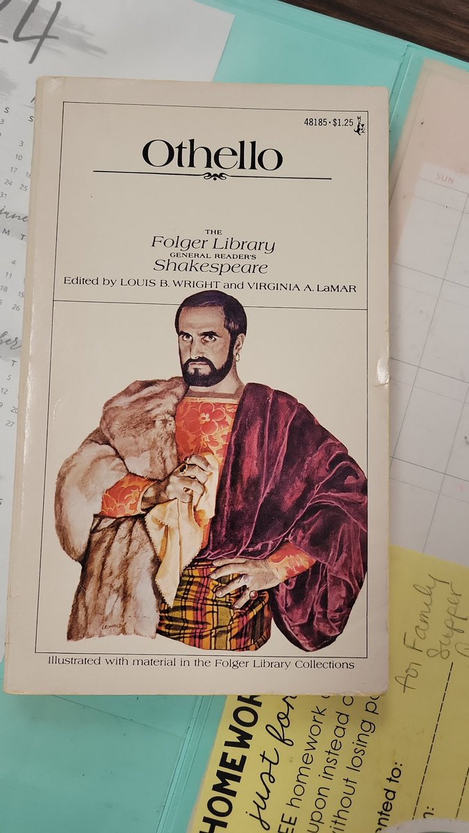 crisrub06's tweet photo. Look what I found @folgerlibrary in our English Department book room. An old edition of Othello. We may need to buy new ones with a better cover. @peggyobrien @FolgerED https://t.co/lxCFCYwlnN