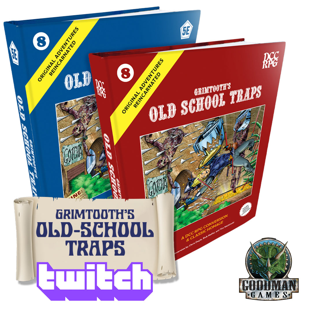 GoodmanGames's tweet photo. Grimtooth’s Old-School Traps Show Premieres TONIGHT on Twitch! 

https://t.co/A3fcRFGI9O https://t.co/WZkJsccEsJ