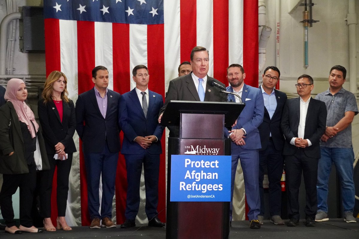 shawnjvandiver's tweet photo. Really great press conference this morning aboard @USSMidwayMuseum calling on Congress to pass the #AfghanAdjustmentAct.
Thank you to @JoelAndersonCA, @ChrisWardCA, @AsmLaurieDavies, @AndrewHayesCA, @shanahazan, @CMRaulCampillo, @MayorBillWells, and so many more. https://t.co/PIrBK6rtzv